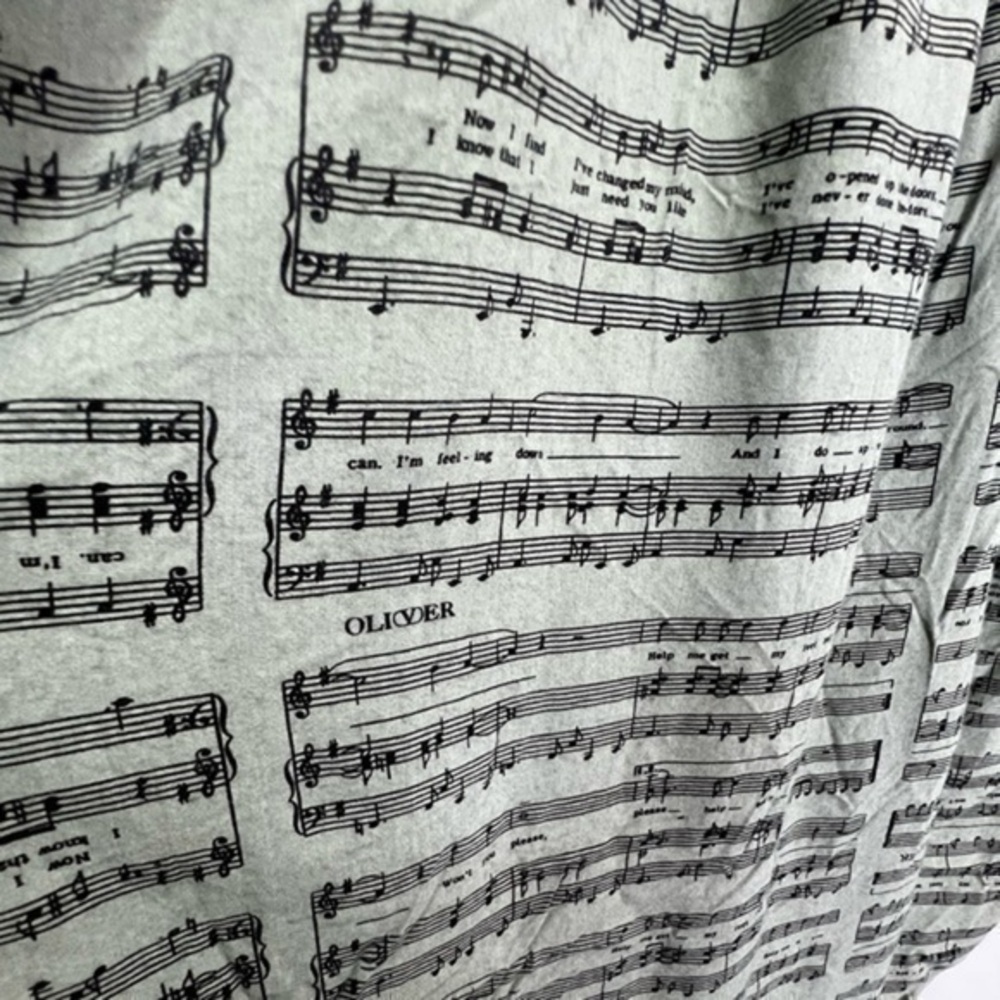 Beatles HELP Lyrics Valentino OLIVER Music Notes Button Down Shirt